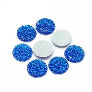 Resin Cabochons, Bottom Silver Plated, Half Round/Dome, Blue, 25x4.5~5mm(CRES-Q192-25mm-07)