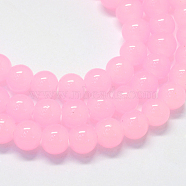 Baking Painted Imitation Jade Glass Round Bead Strands, Pink, 6.5mm, Hole: 1.5mm, about 145pcs/strand, 31.8 inch(X-DGLA-Q021-6mm-26)