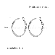 Stainless Steel Hoop Earrings for Women, Stainless Steel Color, Twist, 30mm(QX9021-5)