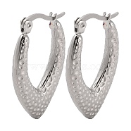 304 Stainless Steel Teardrop Hoop Earrings, Stainless Steel Color, 28x19x3.5mm(EJEW-K259-02P)