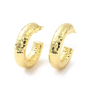 Brass C-shape Stud Earrings, Half Hoop Earrings for Women, Real 18K Gold Plated, 30x7.3mm, Pin: 0.7mm(EJEW-G327-05G)