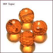 K9 Glass, Imitation Austrian Crystal Beads, Grade AAA, Faceted(128 Facets), Round, Orange, 10mm, Hole: 0.9~1mm(SWAR-F073-10mm-08)