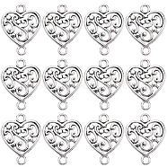 SUNNYCLUE 100Pcs Tibetan Style Alloy Connector Charms, Heart Links, Cadmium Free & Lead Free, Antique Silver, 19x14.5x2mm, Hole: 2mm(FIND-SC0006-18)