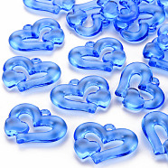 Transparent Acrylic Beads, Heart to Heart, Blue, 27x34x6mm, Hole: 3mm, about 191pcs/500g(TACR-S154-57B-940)