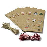 Christmas Paper Gift Tags, with Cotton Threads and Jute Rope, Santa Claus & Christmas Tree & Gift Box, Mixed Patterns, 2.7~7x4~8x0.05cm, Hole: 5.5mm, 10pcs/sheet, 10 sheets/set(CDIS-WH0021-034)