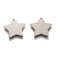 304 Stainless Steel Pendants, Stamping Blank Tag, Laser Cut, Double Side Drawbench Effect, Star, Stainless Steel Color, 17x17x1mm, Hole: 1.2mm(STAS-O133-03F-P)