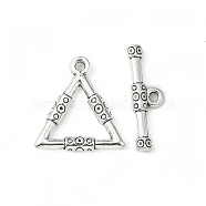 Tibetan Style Alloy Toggle Clasps, Triangle, Lead Free and Cadmium Free, Antique Silver, 23x21.5x3mm, Hole: 2mm(TIBE-EA9149Y-LF)