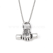 Zinc Alloy Pendant Necklaces,  201 Stainless Steel Chains Necklaces, Palm, 23.43 inch(59.5cm), pendant: 32x36.5mm(NJEW-M211-14D-ASP)