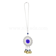 Evil Eye Alloy Lampwork Pendant Decorations, with Glass and Resin Beads, for Home Window Decoration, Flower, 430mm, pendant: 131x79x20mm(HJEW-M005-02F-AS)
