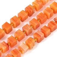 Handmade Nepalese Lampwork Beads Strands, 3D Cube Box Shape, Dark Orange, 5.5x6x5.5mm, Hole: 1mm, about 51~53pcs/strand, 15.59''~16.26''(39.6~41.3cm)(LAMP-M019-01B)