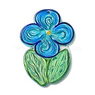 Colorful Acrylic Pendants, Flower, Dodger Blue, 41x28.5x2.5mm, Hole: 1.6mm(MACR-D020-01D)
