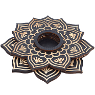 Wooden Crystal Sphere Display Stand, Witch Stuff Wiccan Altar Decor Witchy Supplies Small Tray, for Witchcraft, Lotus, Flower, 139x18mm, Inner Diameter: 33mm(AJEW-WH0258-820B)