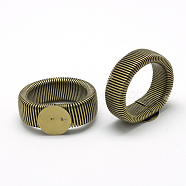 Iron Pad Ring Settings, Stretch Rings, Antique Bronze, Tray: 12mm, 17~21x15~17mm(X-MAK-Q011-40AB)