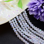 Faceted Imitation Austrian Crystal Bead Strands, Grade AAA, Bicone, Clear AB, 4x4mm, Hole: 0.7~0.9mm, about 200pcs/strand, 28 inch(G-M180-4mm-02A)
