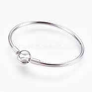 304 Stainless Steel European Style Bangle Making, with Clasps, Stainless Steel Color, 1-3/4 inch(4.5cm)x2-1/8 inch(5.5cm), 3mm(BJEW-F167-02P-B)