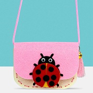 Handmade Non-woven Fabric Animal Change Wallet Set, with Alloy and Plastic Findings, Polyester Wire, Diy Crafts for Children, Ladybird, Mixed Color, 1.2~110x0.1~12x0.1~0.7cm, Hole: 2~10mm(DIY-K059-07)