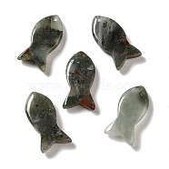 Natural African Bloodstone Pendants, Fish Charms, 39x20x7~7.5mm, Hole: 2.3mm(G-G932-B05)