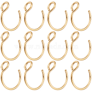 30Pcs 304 Stainless Steel Clip on Nose Ring Findings, Nose Cuff Non Piercing Jewelry, Real 18K Gold Plated, 10x9.5x4mm, Hole: 2mm(STAS-BBC0003-95G)