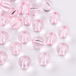 Transparent Acrylic Beads, Round, Pink, 10x9mm, Hole: 2mm, about 940pcs/500g(MACR-S370-A10mm-702)