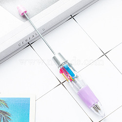 Plastic Ball-Point Pen, Beadable Pen, for DIY Personalized Pen with Jewelry Beads, Lilac, 149x14mm(PW-WG98607-09)