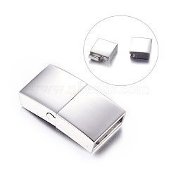 304 Stainless Steel Magnetic Clasps with Glue-in Ends, Rectangle, Stainless Steel Color, 23x12x5mm, Hole: 3x10mm.(X-STAS-I011-04)