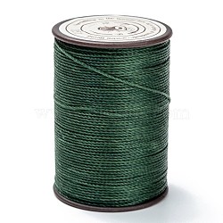 Round Waxed Polyester Thread String, Micro Macrame Cord, Twisted Cord, for Leather Sewing Stitching, Dark Green, 0.65mm, about 87.48 yards(80m)/roll(YC-D004-02D-051)