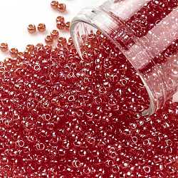 TOHO Round Seed Beads, Japanese Seed Beads, (109) Transparent Tropical Sunset-Lined Crystal Clear, 11/0, 2.2mm, Hole: 0.8mm, about 1110pcs/bottle, 10g/bottle(SEED-JPTR11-0109)