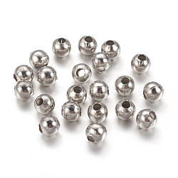 304 Stainless Steel Spacer Beads, Round, Stainless Steel Color, 5mm, Hole: 2mm(STAS-I020-08)