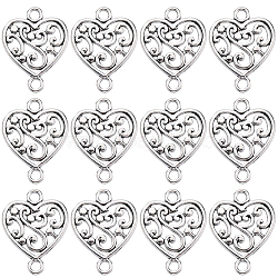 100Pcs Tibetan Style Alloy Connector Charms, Heart Links, Cadmium Free & Lead Free, Antique Silver, 19x14.5x2mm, Hole: 2mm(FIND-SC0006-18)