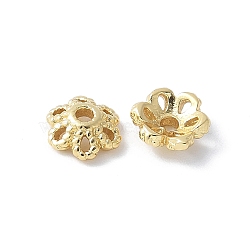 Flower Brass Bead Caps, Rack Plating, Cadmium Free & Lead Free, Long-Lasting Plated, Real 18K Gold Plated, 5.5x6x2.2mm, Hole: 1.2mm(KK-F892-34G-01)