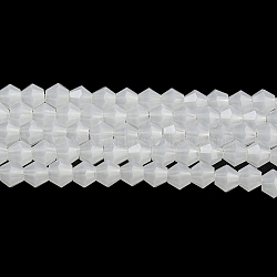 Imitation Jade Glass Beads Strands, Faceted, Bicone, White, 4x4mm, Hole: 0.8mm, about 87~98pcs/strand, 12.76~14.61 inch(32.4~37.1cm)(GLAA-F029-J4mm-06)