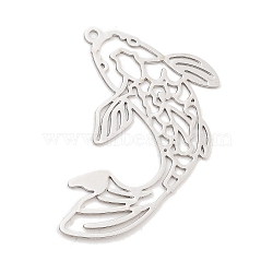 Long-Lasting Plated Brass Pendants, Fish, Platinum, 27x25.5x0.3mm, Hole: 1mm(KK-K336-54P)