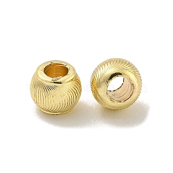 Brass Spacer Beads, Corrugated Beads, Long-Lasting Plated, Lead Free & Cadmium Free, Round, Real 14K Gold Plated, 5mm, Hole: 2mm(KK-L075-001LG-03)