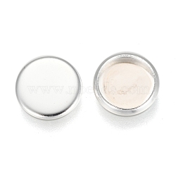 304 Stainless Steel Plain Edge Bezel Cups, Cabochon Settings, Flat Round, Silver, Tray: 8mm, 9.5x2mm(STAS-E460-10S-8MM)