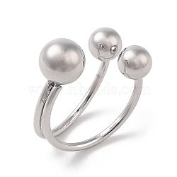 304 Stainless Steel Round Cuff Rings for Women, Stainless Steel Color, Inner Diameter: 17mm(RJEW-G315-05P)