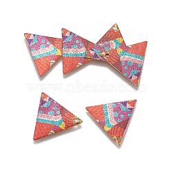 Printed Iron Pendants, Triangle, Light Gold, Colorful, 19.5x22x0.5mm, Hole: 1.6mm(IFIN-L028-D02)