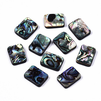 Natural Abalone Shell/Paua Shell Beads, Rectangle, Colorful, 16.5x12~13x3.5mm, Hole: 1mm
