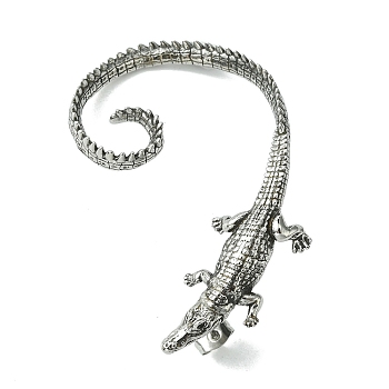 316 Surgical Stainless Steel Cuff Earrings, Left, Crocodile, 56x39.5mm
