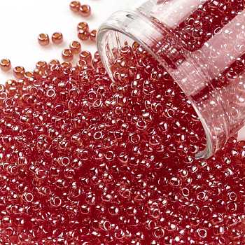 TOHO Round Seed Beads, Japanese Seed Beads, (109) Transparent Tropical Sunset-Lined Crystal Clear, 11/0, 2.2mm, Hole: 0.8mm, about 1110pcs/bottle, 10g/bottle