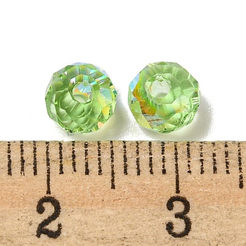 Electroplate Glass Beads, Rondelle, Lime, 6x4mm, Hole: 1.4mm, 100pcs/bag