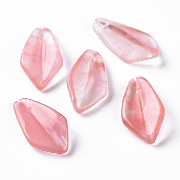 Cherry Quartz Glass Pendants, Rhombus, 21x11x4mm, Hole: 0.8mm