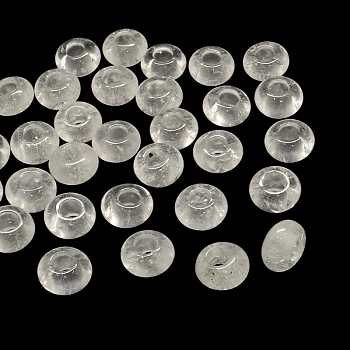 Natural Quartz Crystal European Large Hole Beads, Rondelle, 13~14x7~8mm, Hole: 5mm