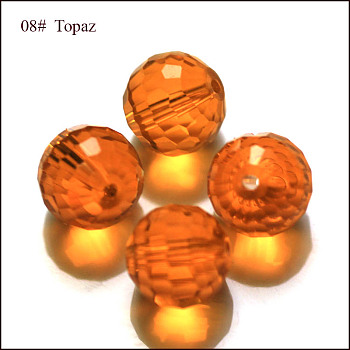 Imitation Austrian Crystal Beads, Grade AAA, Faceted(128 Facets), Round, Orange, 10mm, Hole: 0.9~1mm