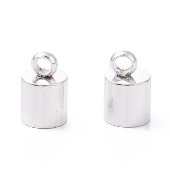 201 Stainless Steel Cord Ends, End Caps, Column, Silver, 8x5mm, Hole: 2mm, Inner Diameter: 4.5mm