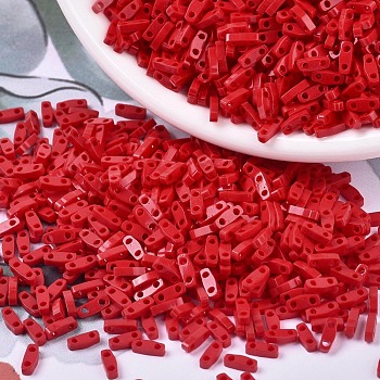 MIYUKI Quarter TILA Beads, Japanese Seed Beads, 2-Hole, (QTL408) Opaque Red, 5x1.2x1.9mm, Hole: 0.8mm, about 480pcs/10g
