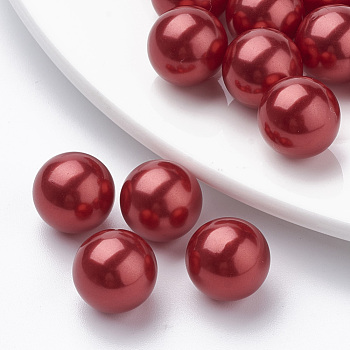 Eco-Friendly Plastic Imitation Pearl Beads, High Luster, Grade A, No Hole Beads, Round, Red, 8mm