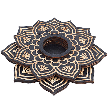 Wooden Crystal Sphere Display Stand, Witch Stuff Wiccan Altar Decor Witchy Supplies Small Tray, for Witchcraft, Lotus, Flower, 139x18mm, Inner Diameter: 33mm