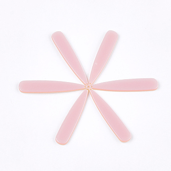 Cellulose Acetate(Resin) Big Pendants, teardrop, Pink, 53~54x10~10.5x2.5mm, Hole: 1mm