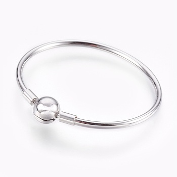 304 Stainless Steel European Style Bangle Making, with Clasps, Stainless Steel Color, 1-3/4 inch(4.5cm)x2-1/8 inch(5.5cm), 3mm