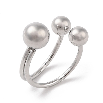 304 Stainless Steel Round Cuff Rings for Women, Stainless Steel Color, Inner Diameter: 17mm